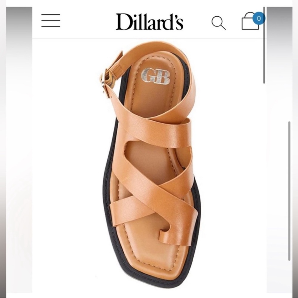 Back-Stage Leather Toe Ring Flat Thong Sandals - Picture 3 of 4